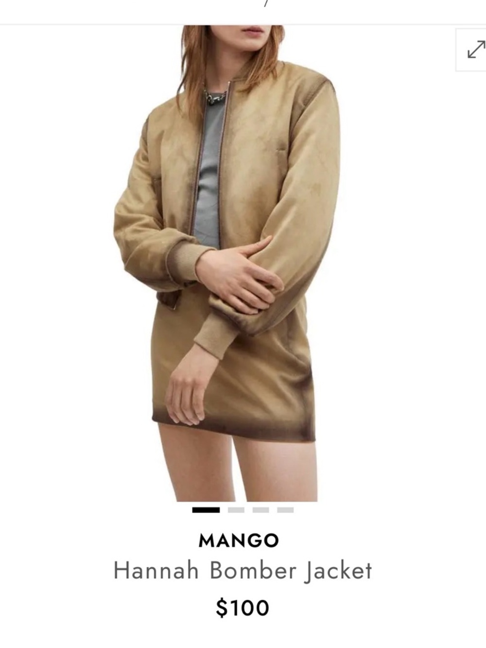 Mango Hannah Bomber Jacket in Leather Effect
